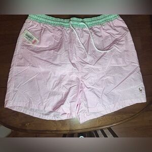 Polo Ralph Lauren pink/White stripe Swimming Trunks